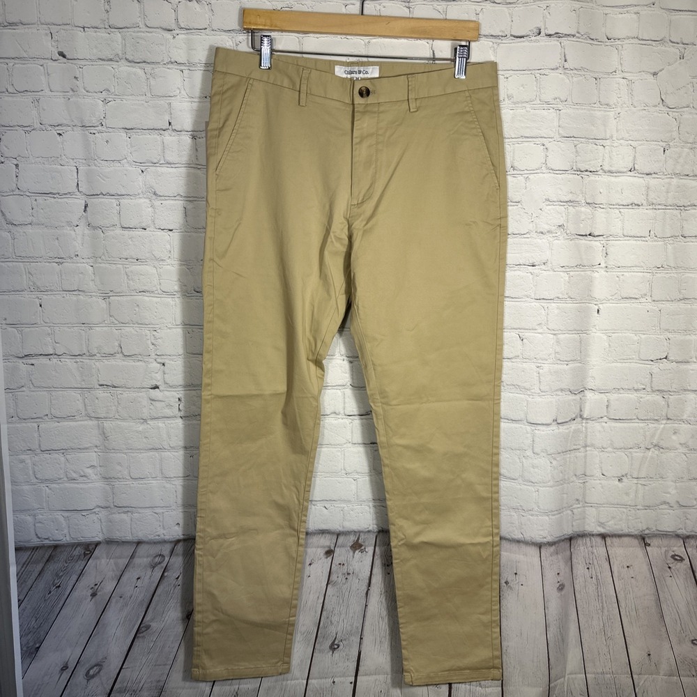 NWT Collars and Co CEO Chino Five Pocket Cotton Stretch Pants Khaki 34x32